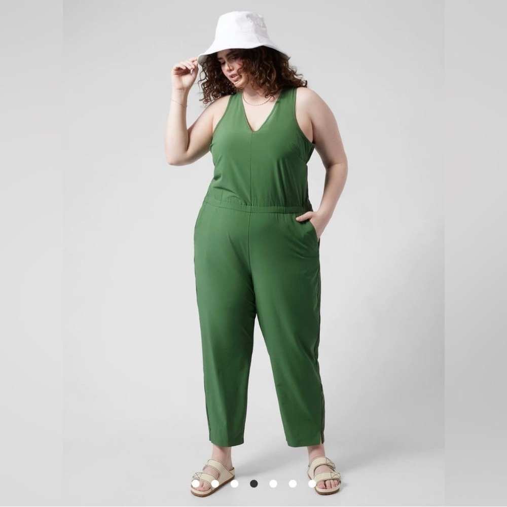 Athleta Brooklyn Jumpsuit Stretchy Lightweight One Piece Jumpsuit Green Size 20